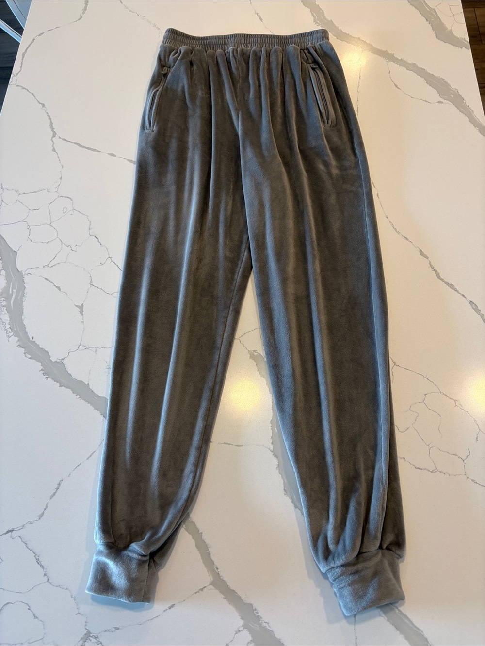 Skims Velour Joggers ~ Small ~ Grey ~ Front Zip Pockets